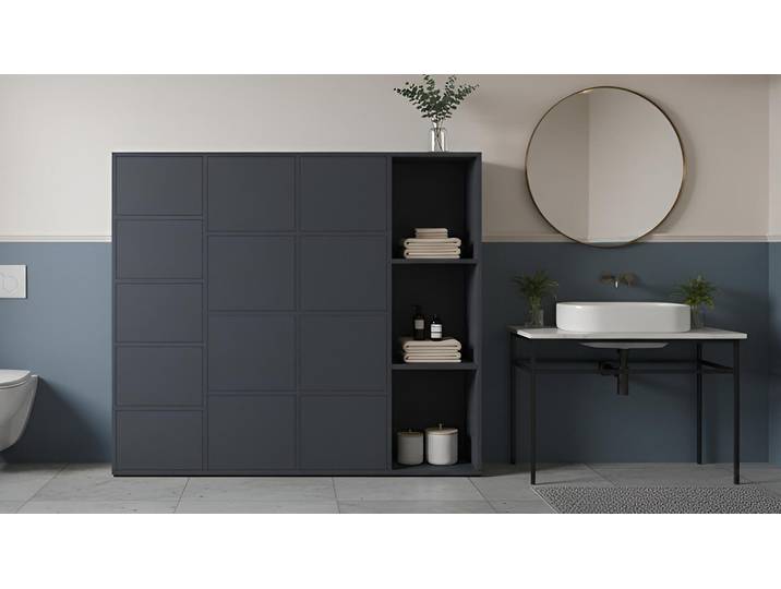 Schwarzer Apothekerschrank MDF Lackiert Anthrazit­grau RAL&nbsp;7016