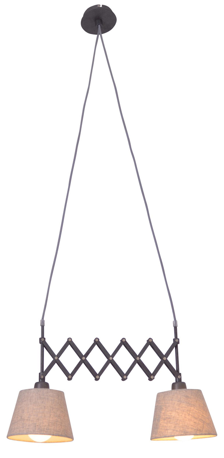 Näve Adrienne 2-lichts hanglamp beige met mixweefsel B: 25 cm, D: 15 cm, H: 135 cm