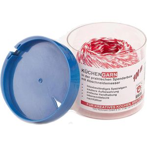 WIHEDÜ Küchengarn 250.113, 100m, hitzebeständig bis 250°C, rot/weiß, Spenderbox
