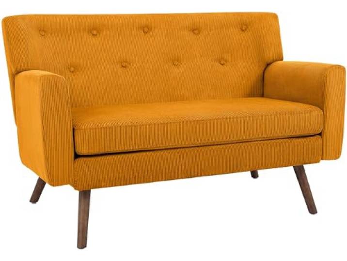 DELUKE Sofa ARNE Cord 2-Sitzer - 120x74x81cm, Cord, Orange Couch Loungesofa für Wohnzimmer Schlafzimmer Leseecke