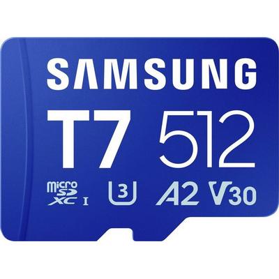 Samsung T7 microSDXC-Karte Retail 512 GB UHS-I U3, A2 Application Performance Class, Class 10, v30 Video Speed Class