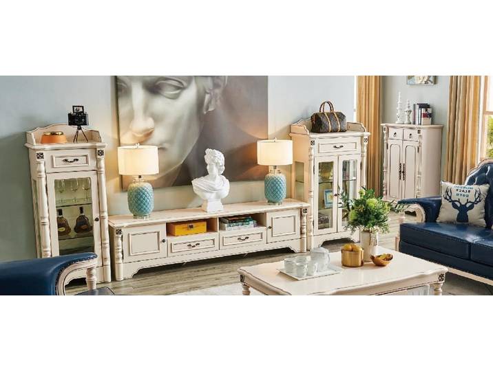 Xlmoebel Wohnwand Elegante Wohnwand mit TV-Unterschrank und stilvoller Vitrine, (3-St., 3tlg. Wohnwand (TV-tische+2x Vitrine), Hergestellt in Europa