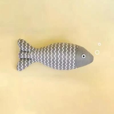 Uplifted Finds Cat Toy Simulation Fish With Mint Tear Resistant Chew Pillow For Active Indoor Cats gray