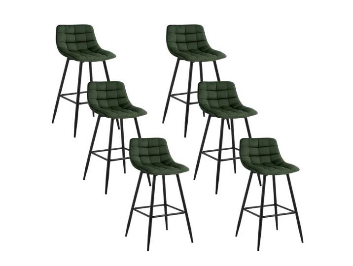 WOLTU 6X Tabouret de Bar Chaise de Bar Assise rembourrée en Velours avec Pieds et Repose-Pieds en métal Vert Foncé