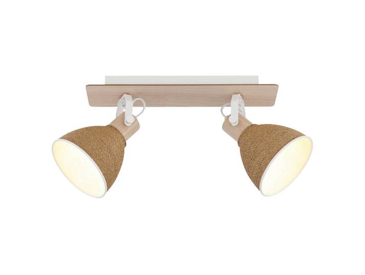 Globo Strahler Lyndon, Braun, Weiß, Holz, Metall, Papier, 17.5x19x39 cm, verstellbare Spotlights, Lampen & Leuchten, Innenbeleuchtung, Spots & Strahler, Deckenspots