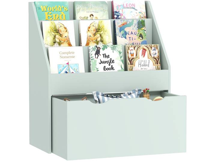 Bibliothèque Pour Enfants - Aiyaplay - Multi-rangement Avec 3 Niveaux D'Étagères Et Un Tiroir - 62\,5l X 30l X 70h Cm - Vert