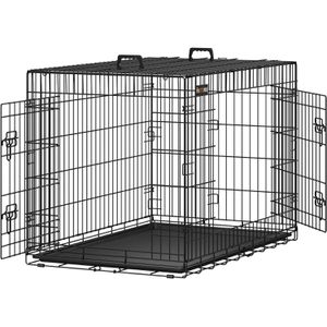 Feandrea Tiertransportbox Gitterbox XL, Metall, 107 x 70 x 77,5cm, schwarz, Tiere bis 42kg