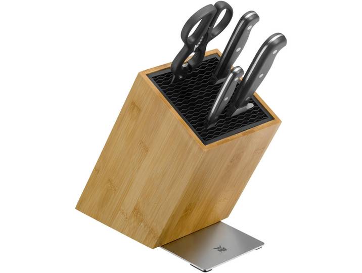 WMF Messerblock, Holz, Metall, 5-teilig, Bambus, Made in Germany, Kochen, Küchenmesser, Messersets