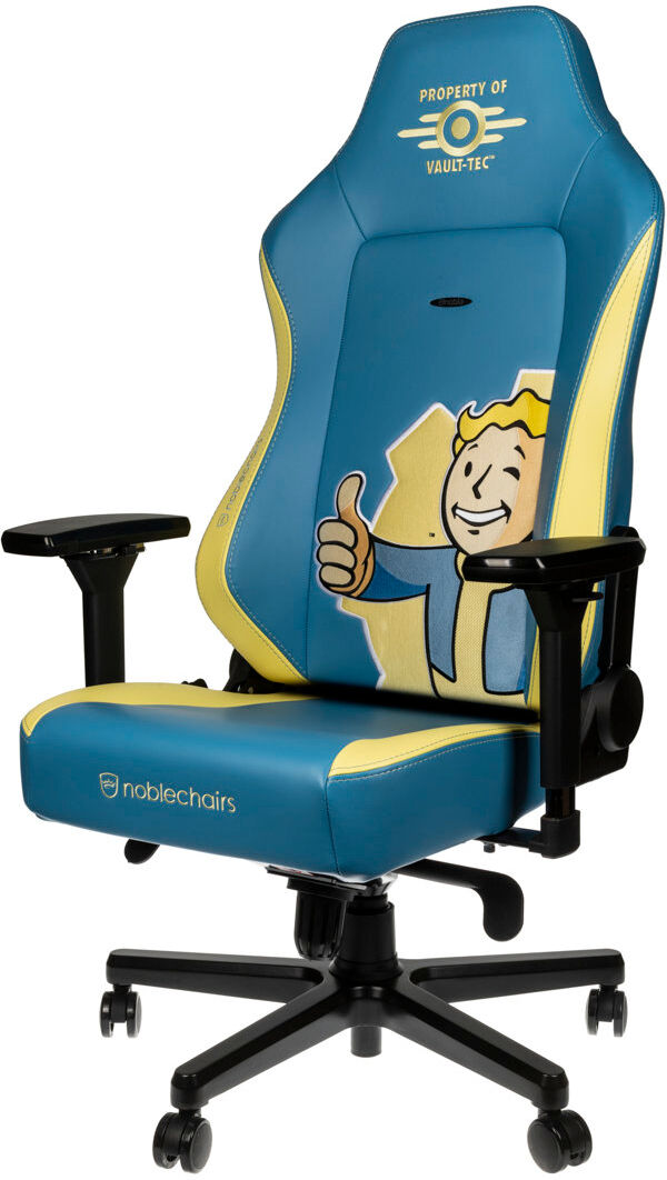 noblechairs Adjustable Armrest and Reclining PC & Racing Game Chair Blue/Yellow 129cm H X 73cm W X 48cm D