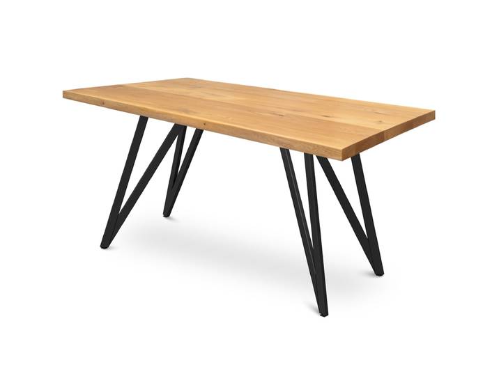 Esstisch 160 x 80 cm Eiche massiv/Dreieck-Gestell schwarz