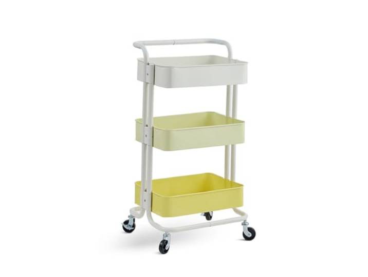 Mavoli Dreistöckiger Rollwagen Mit Abnehmbarem Netzgriff, Feststellbaren Rollen, Einfacher Montage, Multifunktionaler Organizer Für Bastelarbeiten, Küche, Bad, Büro Und Schlafzimmer Yellow-White