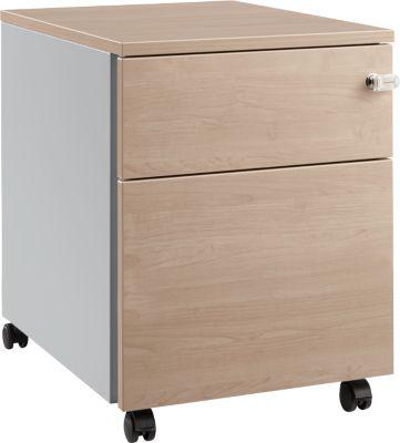 Schäfer Shop Pure Rollcontainer 36, Stahl/Holz, 1 Schub, Eiche-Dekor/weißaluminium