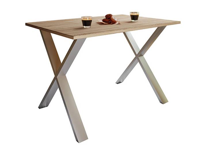 Mid.you Esstisch, Sonoma Eiche, Metall, rechteckig, X-Form, 50x140 cm, Esszimmer, Tische, Esstische