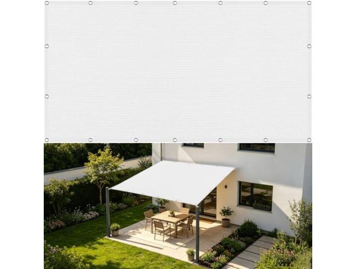 Segel Baldachin Atmungsaktiv Beschattungsnetz 4.1x7m Weiß Atmungsaktiv Sonnenschutz Sunsegel Markisenstoff Atmungsaktiv Für Patio Rasen Park