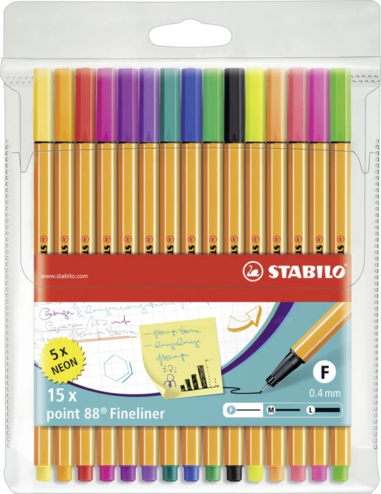 STABILO Point 88 Standard 15 Stück in Hülle, 15 Stück