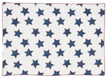 Saro Lifestyle "Whipstitch Stars Placemat (Set of 4) - Americana Star Pattern Table Linen for Everyday Entertaining - 14""x20"""