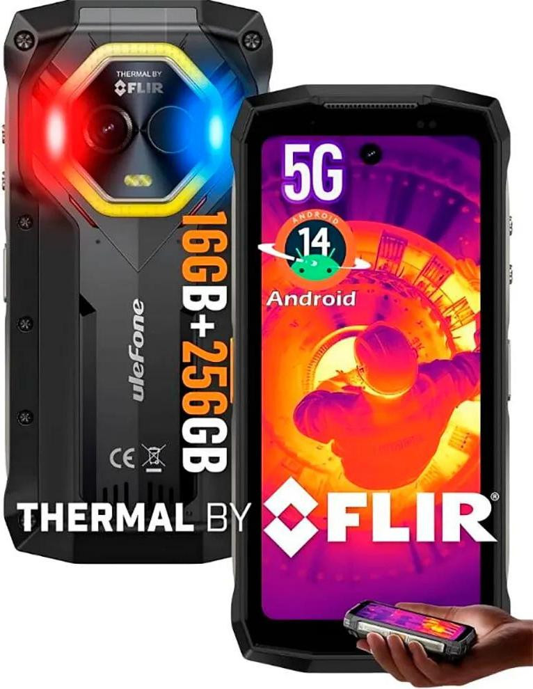 UleFone Armor Mini 20T Pro 5G Smartphone met 4,7 inch scherm, 8/256 GB en thermovisie, zwart