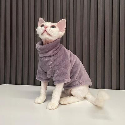 Inspired Finds Cozy Turtleneck Cat Sweater For Hairless Cats, Maine Coons & Small Dogs purple xsold