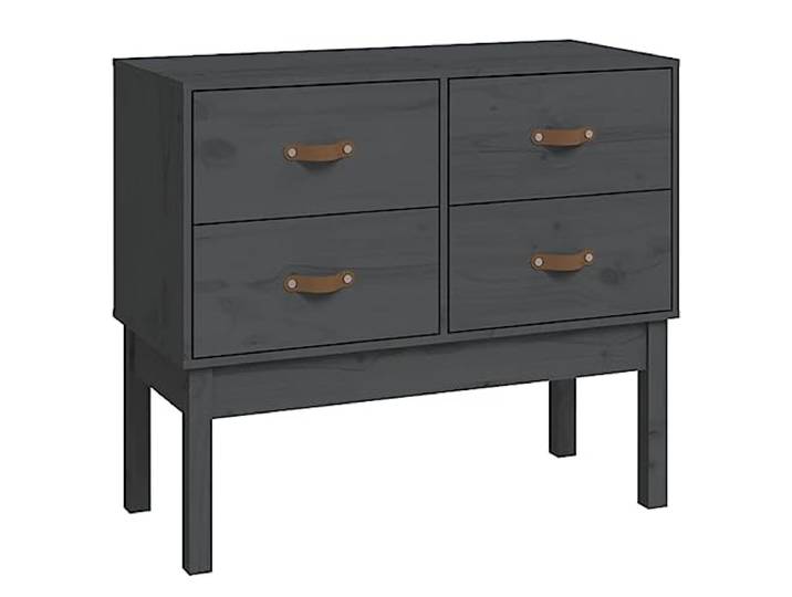 GHVBNMF Konsolenschrank Massivholz Kiefer Grau 90x40x78 cm 4 Schubladen Praktische Kommode aus Naturholz mit 4 Schubladen für Flur, Schlafzimmer und Büro. Schafft Ordnung im Alltag.