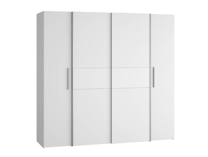 Armoire 2 portes coulissantes+2 portes battantes Kalixtus Blanc - Basika
