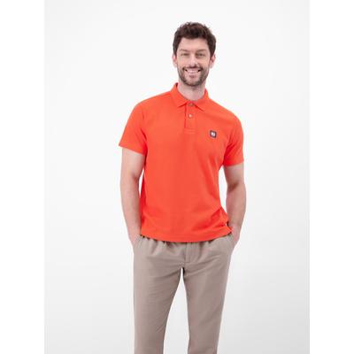Poloshirt LERROS, Herren, Gr. XXL, orange (broken weiß), Single Jersey, Obermaterial: 100% Baumwolle, unifarben, normal hüftbedeckend, Rundhals, Shirts, Kurzarm mit Logo-Badge