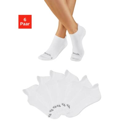 Sneakersocken BENCH. "Sportsocken Antiblasensocken für Damen Herren", Herren, Gr. 35-38, weiß (6x weiß), Baumwollmischung, unifarben, elastisch, Socken Sneakersocken, doppellagig, beugt Blasen vor