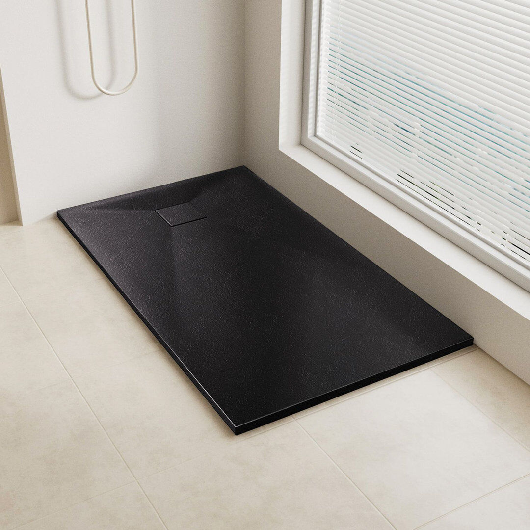 Belfry Bathroom Slip-Resistance 32mm H Rectangular Black Shower Tray Black 1400 x 900mm