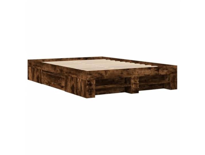 KTHLBRH Bettgestell Eiche Rauch 120 x 200 cm Spanplatte Lattenrost mit Schubladen und Stauraum, für Schlafzimmer