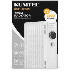 Kumtel Ölradiator elektrische Elektroheizung 11 Rippen 2300 W weiß KUM-1230S
