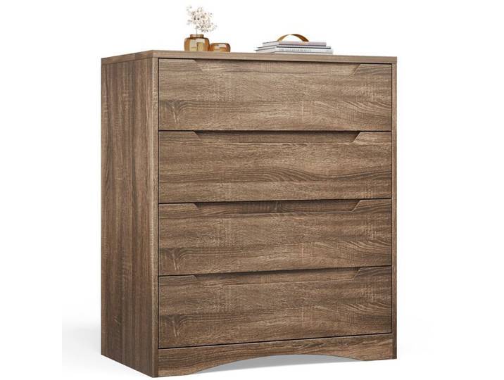 Commode 4 Tiroirs - Bealife - Commode de Chambre - Marron - 71 x 41 x 82 cm