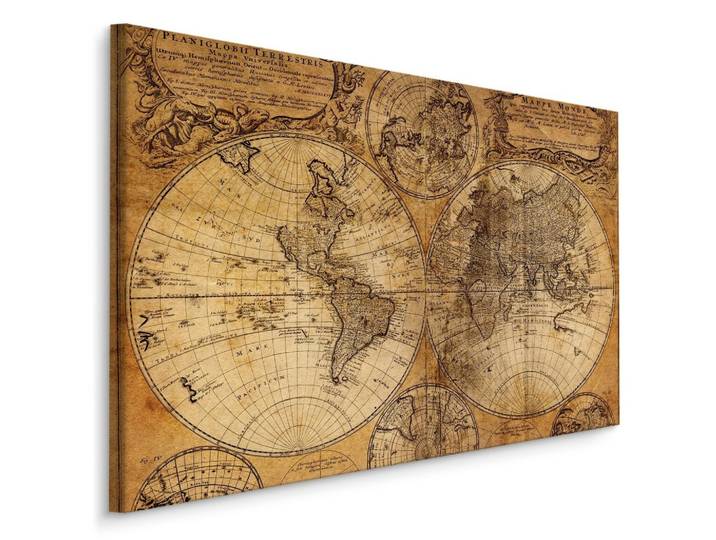 LEINWANDBILD Für Wohnzimmer alte Weltkarte Retro Vintage Stil 90x60