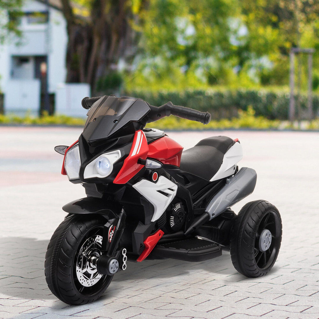 Zoomie Kids HOMCOM Kids Electric Motorcycle with 3 Wheels, Headlight, Music, Horn Red 1