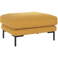 Hocker Corwin mit Bezug Brenda aus Stoff, klassisch gepolstert, Gelb, Metallgestell, FSC-zertifiziert