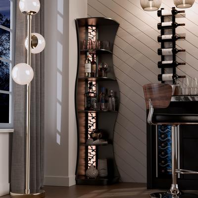 Furniture of America Stonebridge Modern Wood Hill Curvy 5-Shelf Corner Bookcase