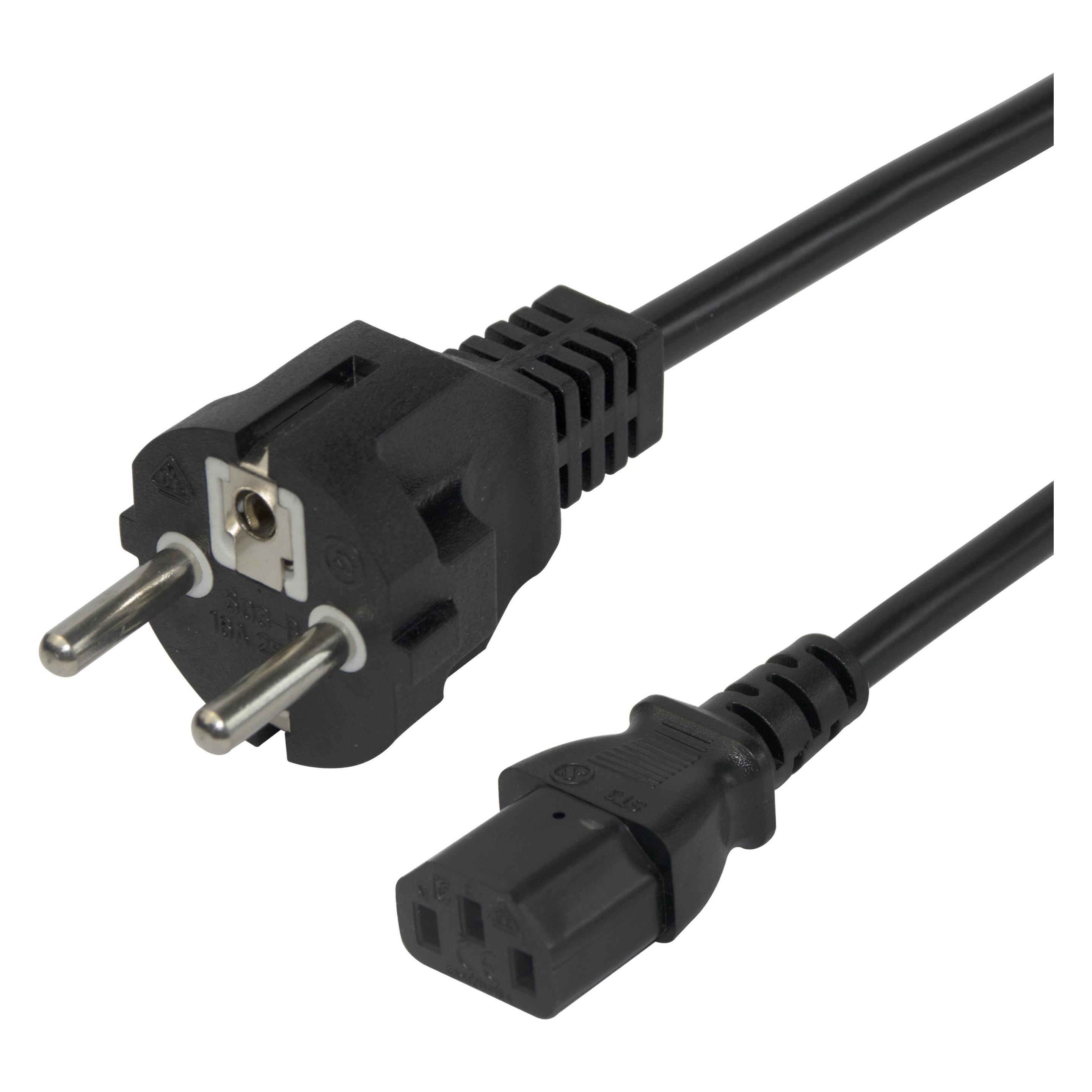 Deltaco Power cable CEE 7/7 - C13, 1.5m - Black (1.50 m) (1902303)