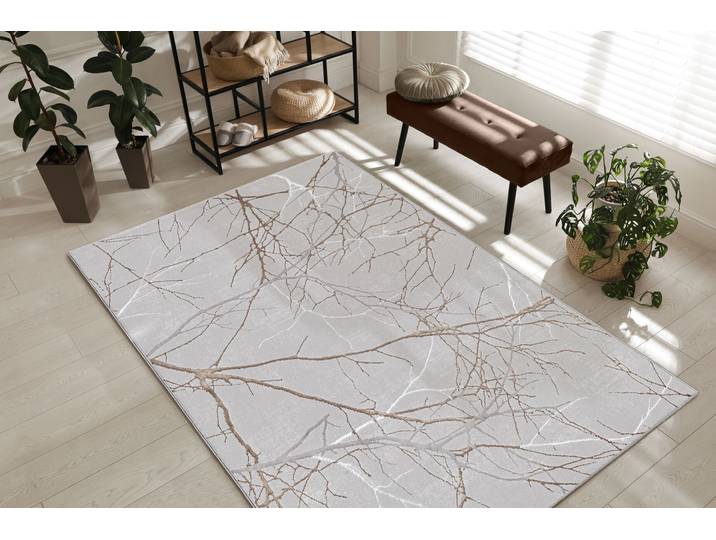 Teppich THE CARPET Mila , grau, B:160cm H:8mm L:230cm, Polyester, Teppiche, Teppich, moderner Wohnzimmer Teppich elegant glänzender Flor