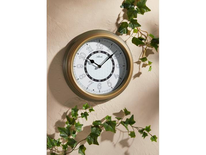 Gartenuhr mit Beleuchtung, Braun