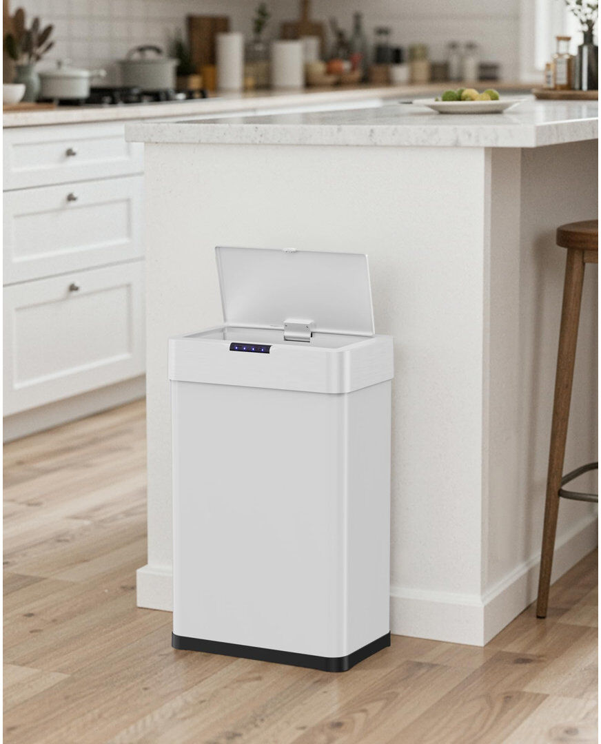 LIFERUN Stainless Steel Motion Sensor Kitchen Trash Can White 68.5cm H x 41cm W x 26.5cm D/60