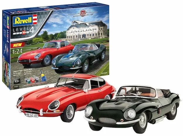 Pack 2 maquettes Jaguar 100th Anniversary Level 4 échelle 1:24 - Revell