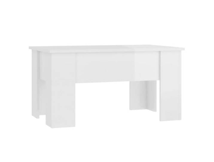 Favemtsl Couchtisch Höhenverstellbar Hochglanz Weiß 79x49x41 cm Höhenverstellbare Tischplatte mit verstecktem Stauraum, ideal als flexibler Beistelltisch für Ihr Wohnzimmer.