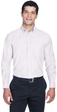 Harriton M600 Men's Oxford Shirt in White size Large   Cotton/Polyester Blend