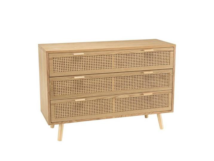 MACABANE RODRIGO - Commode en bois couleur naturel 3 tiroirs cannage