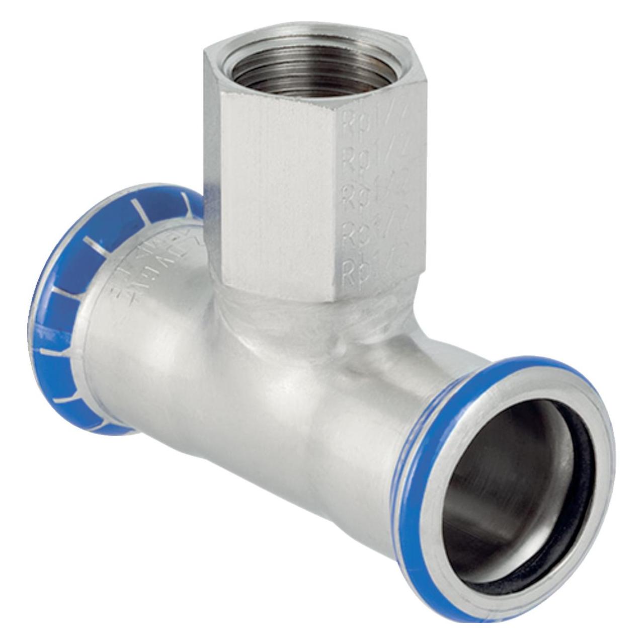 Geberit Tee rustfri 22-3/4-22 mm med muffe på grenen mapress (T-Verbindung) (31308)