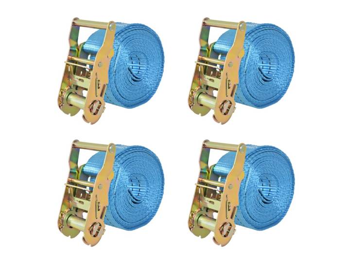 vidaXL Ratschen-Spanngurte 4 Stk. 2 Tonnen 6m×38mm Blau