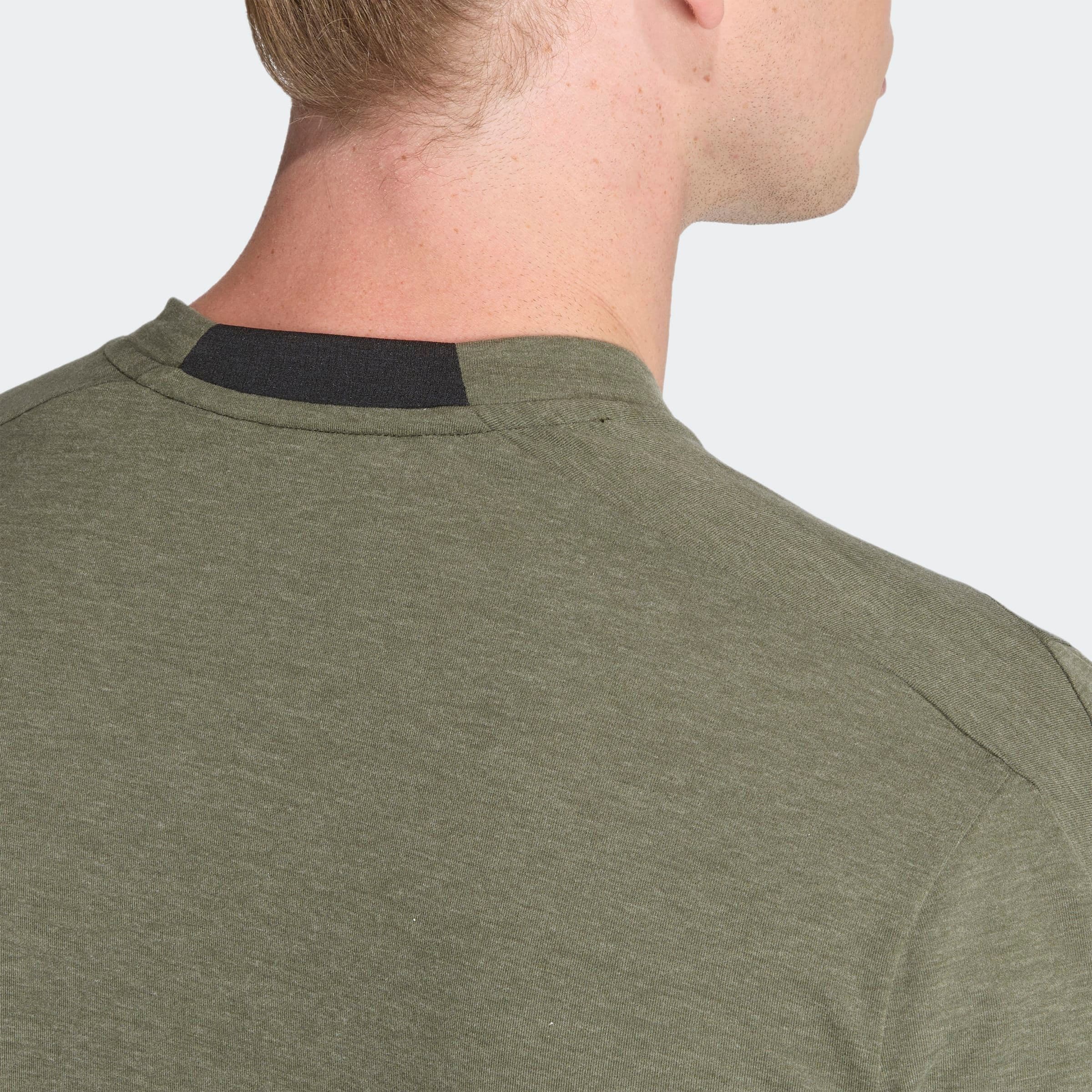 T-Shirt ADIDAS PERFORMANCE "DESIGNED FOR TRAINING WORKOUT", Herren, Gr. S, night cargo, Obermaterial: 81% Polyester, 14% Lyocell, 5% Elasthan, Rundhals, Shirts T-Shirt, mit Rundhalsausschnitt, ohne Verschluss, sportlicher Stil night cargo S