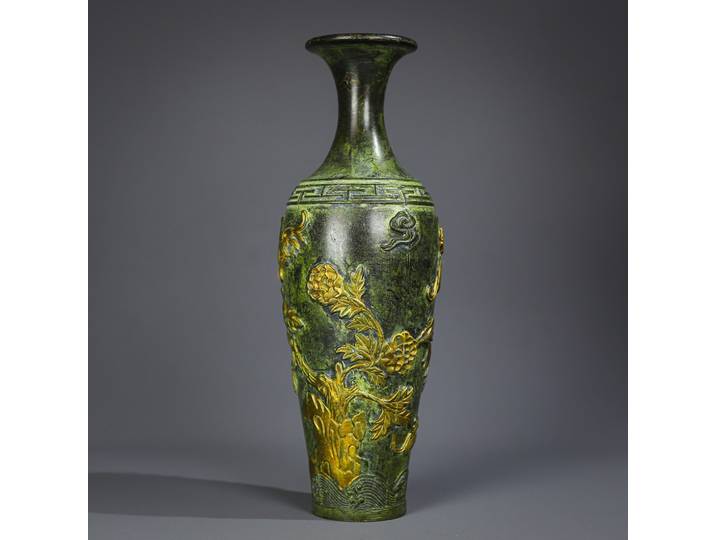Vase vintage en bronze doré, cinq bénédictions par la porte, décoration de la maison