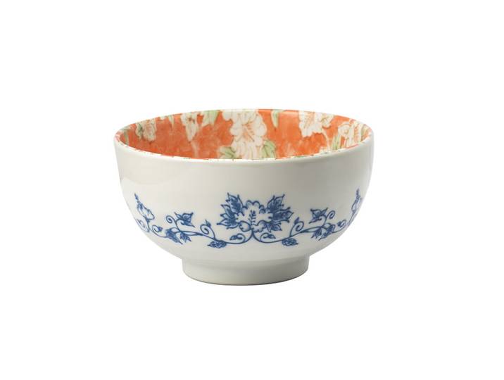MINOYAKI, Bol à nouilles ramen de 6,1 pouces, Bol en porcelaine japonaise floral Hibiscus Mokugekka, Bol à soupe en porcelaine japonaise rouge blush, Vaisselle sous glaçure, Lot de 1