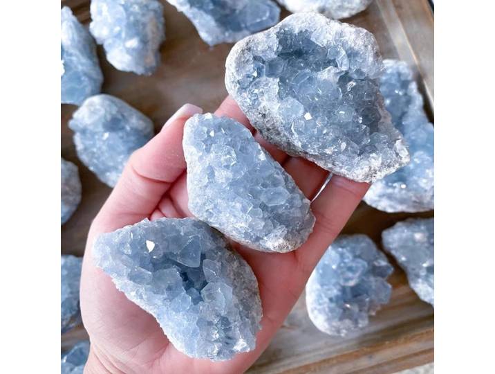 Grappe minérale d'azurite naturelle, cristal bleu, Collection d'enseignement, présentoir d'échantillons, artisanat en cristal