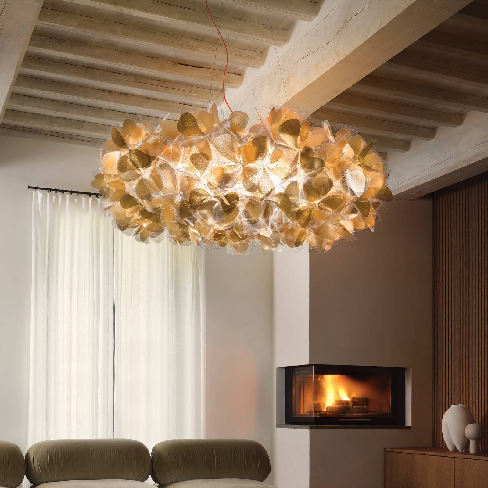 Slamp Designer Pendant Light Clizia Mama Non Mama, dimmable, Brass / gold, Living / Dining Room, Plastic, Design, Ceiling Light