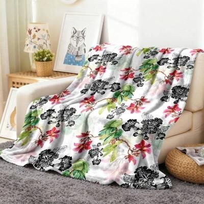 Uplift Picks Cow Print Flannel Throw Blanket Soft Lightweight All Season Blanket botanical Blossom 70x100cm